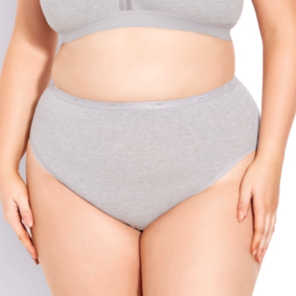 AVENUE 3 Pack 30/32W Cotton Grey Marle Fashion High Cut Briefs TD.3